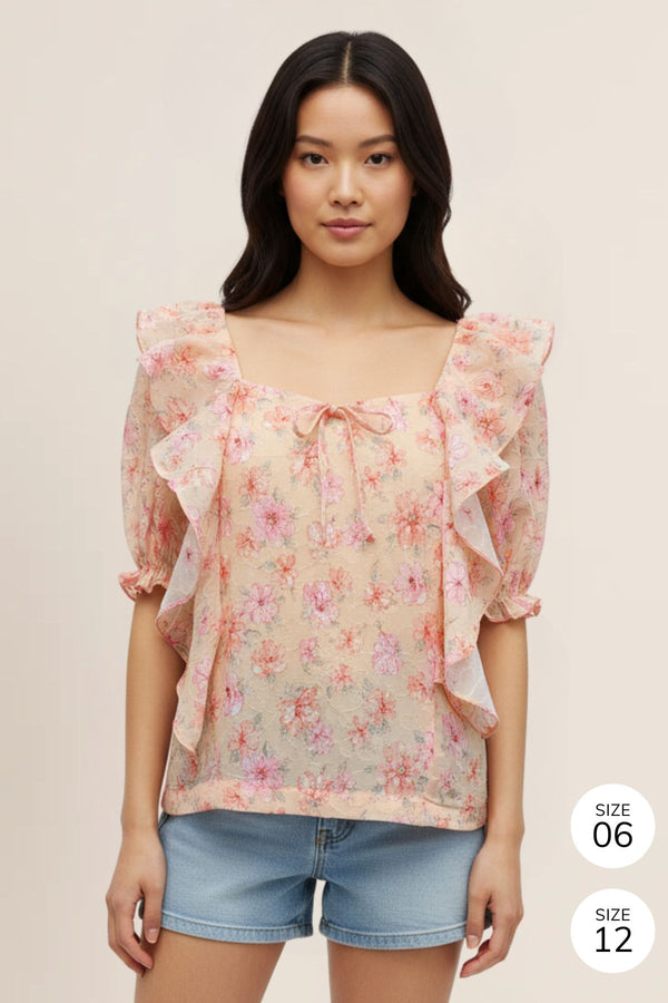 Suzy Floral Top (Peach)